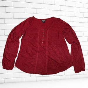 LUCKY BRAND Burgundy Long Sleeved Top - Size XS